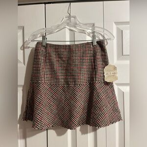 Altar'd State Beige and Red Mini Skater Skirt